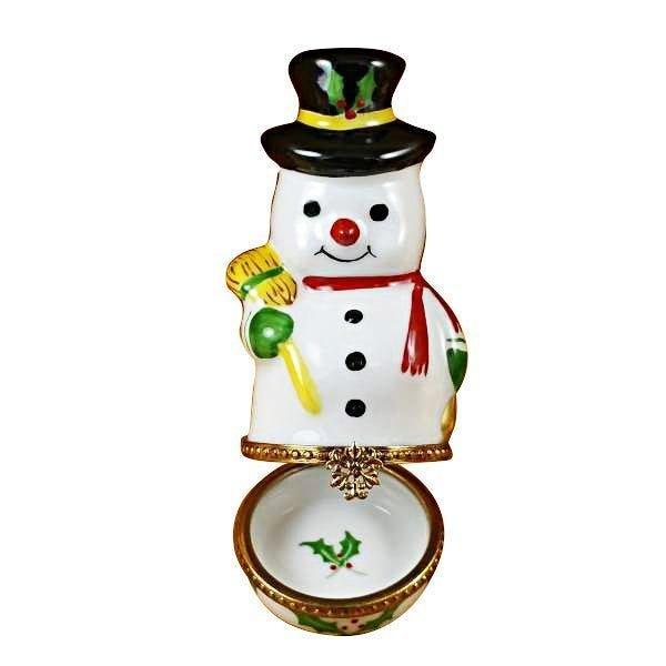 Snowman Porcelain Limoges snowman French Trinket Box