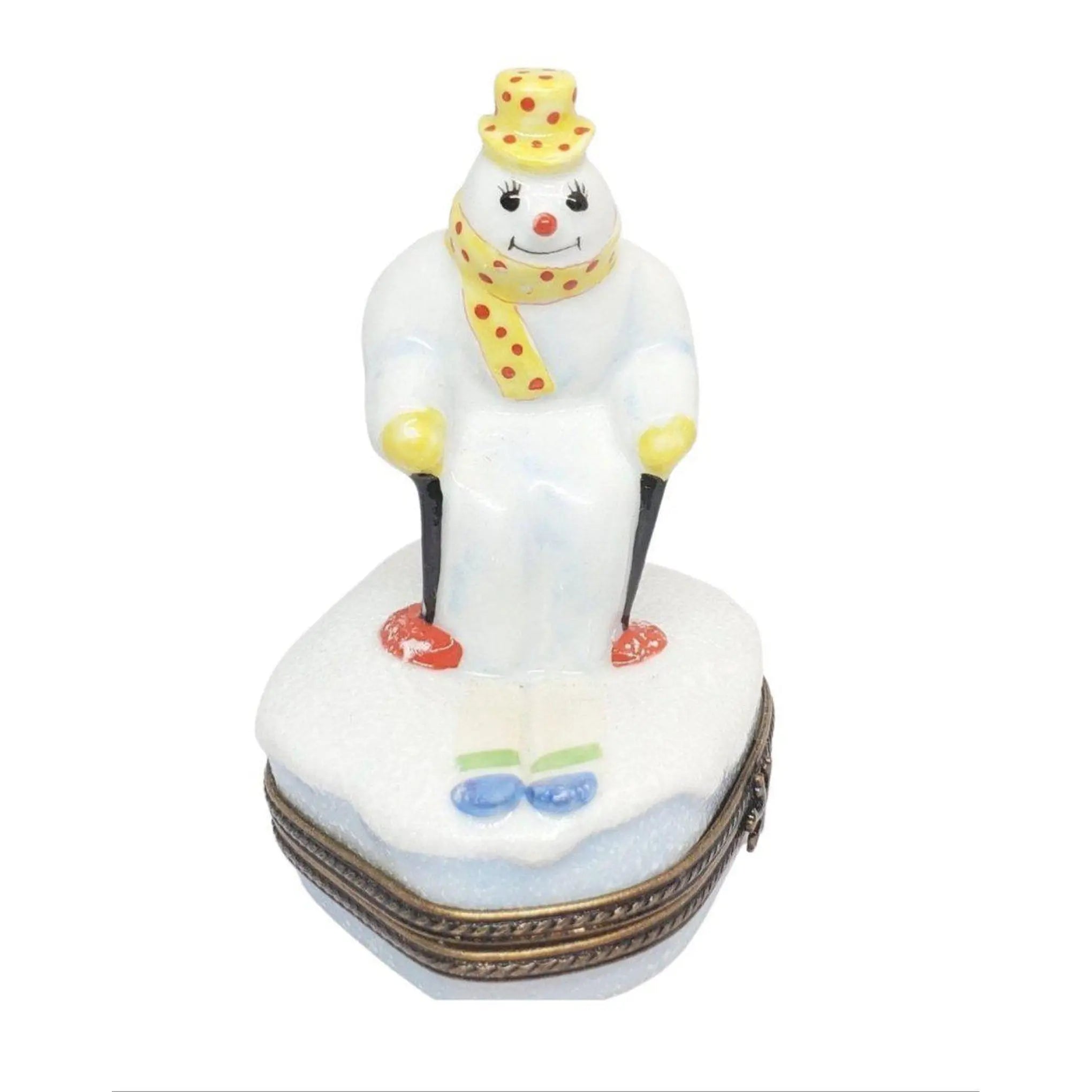 Snowman Skiing Limoges Box Porcelain Limoges Snowman Limoges Imports Limoges Boxes Sports French Trinket Box