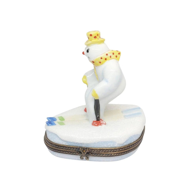 Snowman Skiing Limoges Box Porcelain Limoges Snowman Limoges Imports Limoges Boxes Sports French Trinket Box