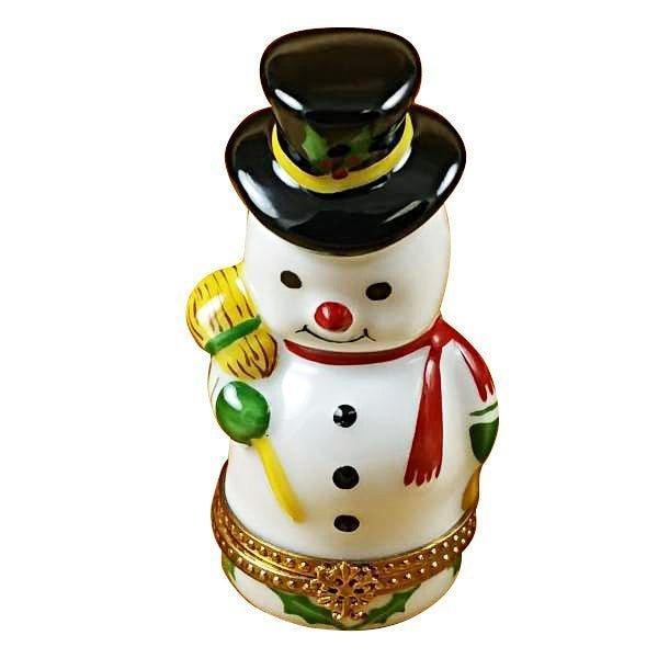 Snowman Porcelain Limoges snowman French Trinket Box