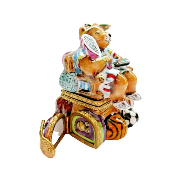 Sports Nut Bear Porcelain Limoges Bear sports French Trinket Box