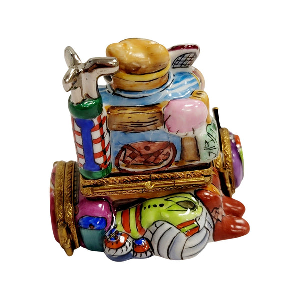 Sports Nut Bear Figurine Porcelain Limoges Sports Bear French Trinket Box