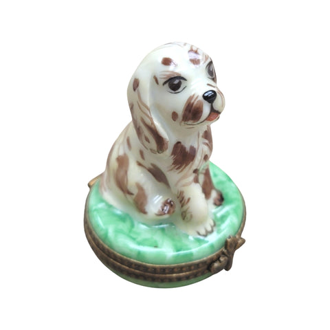 Spotted Dog Porcelain Figurine Porcelain Limoges dog LIMOGES BOXES French Trinket Box