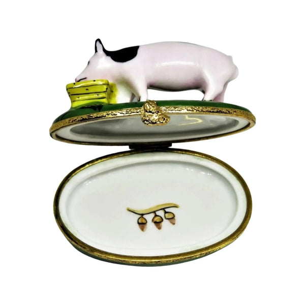 Spotted Pig Porcelain Limoges farm animals French Trinket Box