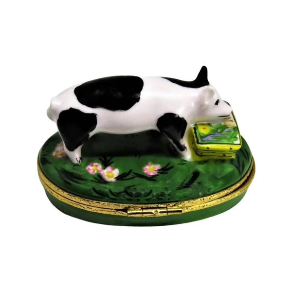 Spotted Pig Porcelain Limoges farm animals French Trinket Box