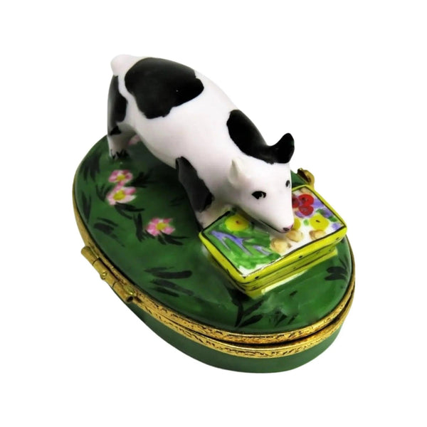 Spotted Pig Porcelain Limoges farm animals French Trinket Box