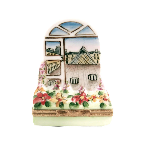 Spring Window Of Louvre Porcelain Limoges garden flowers French Trinket Box