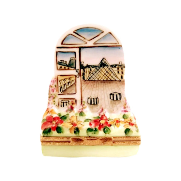 Spring Window Of Louvre Porcelain Limoges garden flowers French Trinket Box