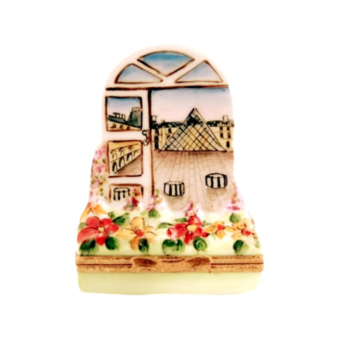 Spring Window Of Louvre Porcelain Limoges garden flowers French Trinket Box