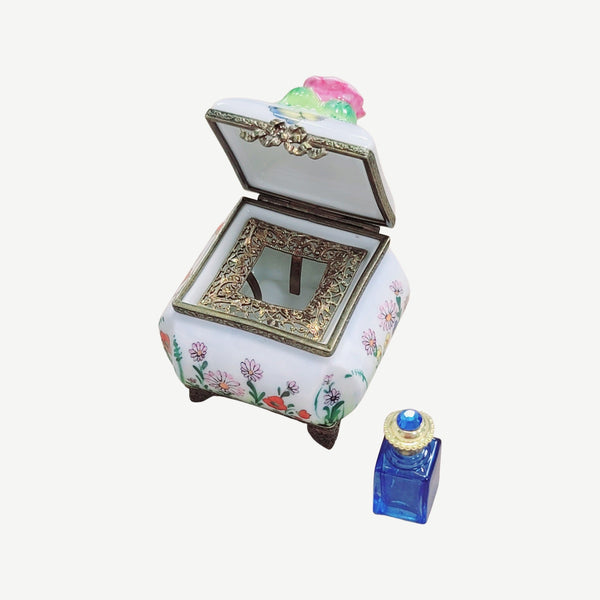 Square Butterfly Perfume Treasure Porcelain Limoges Perfume French Trinket Box