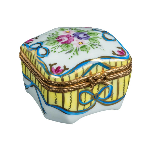 Square Rubis: Recamier Jaune Porcelain Limoges traditional French Trinket Box