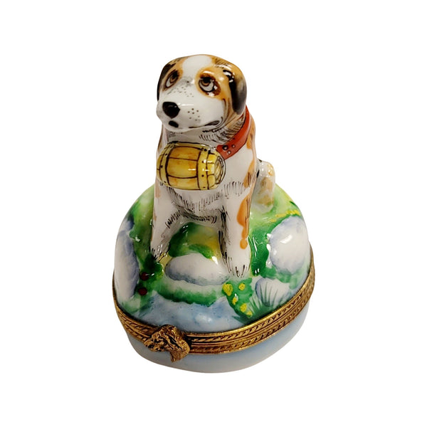 St Bernard Dog Limoges Box Porcelain Limoges dog limoges boxes French Trinket Box