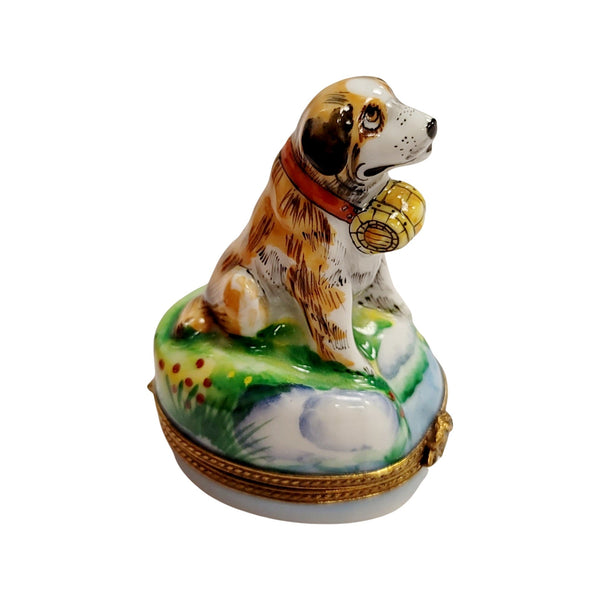 St Bernard Dog Limoges Box Porcelain Limoges dog limoges boxes French Trinket Box
