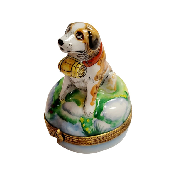 St Bernard Dog Limoges Box Porcelain Limoges dog limoges boxes French Trinket Box