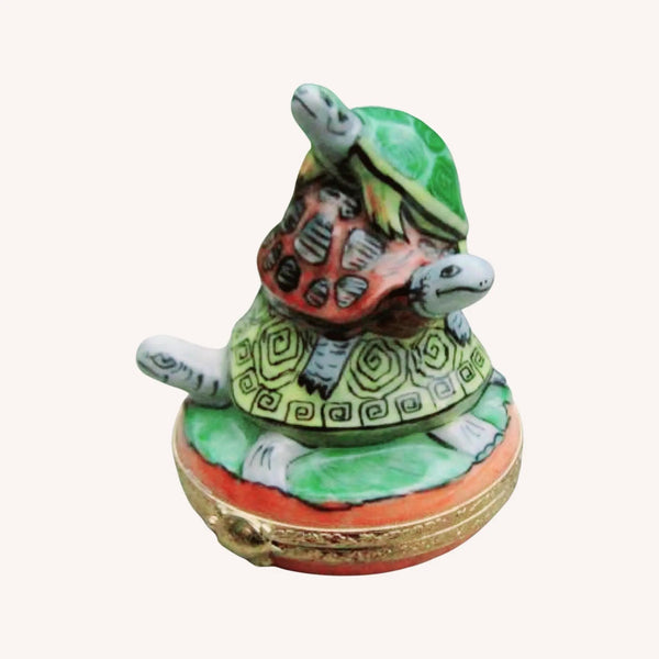 Stack Of Turtles Porcelain Limoges frog turtles French Trinket Box