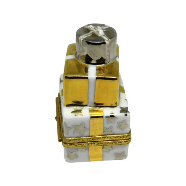 Stack of Gifts Presents Porcelain Limoges xmas theme anniversary French Trinket Box