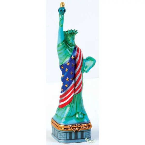 Statue Of Liberty w Fl Porcelain Limoges monuments united states French Trinket Box