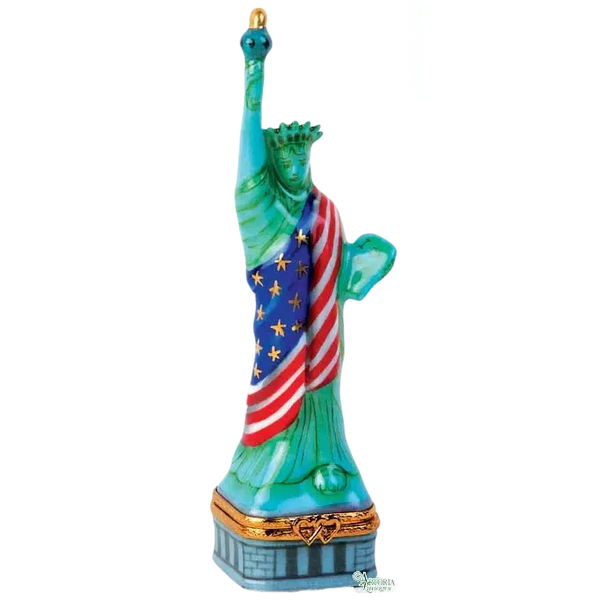 Statue Of Liberty w Fl Porcelain Limoges monuments united states French Trinket Box