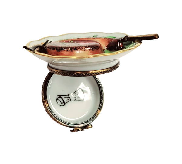 Steak Dinner Limoges Box Figurine Porcelain Limoges Food French Trinket Box