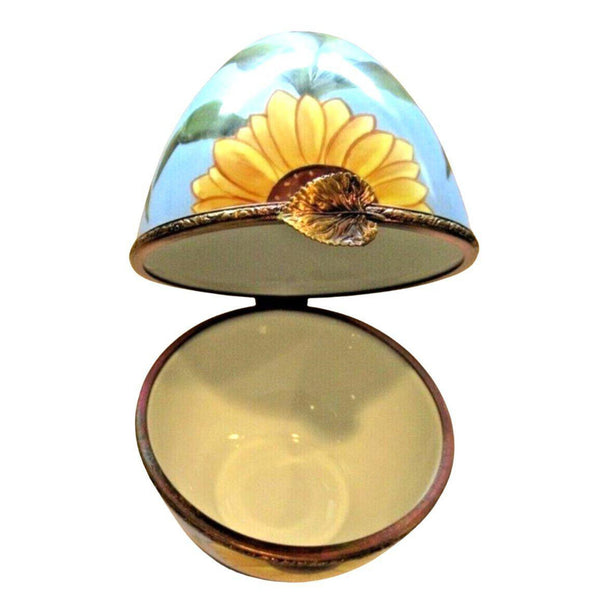 Sunflower Daisy Decorative Egg Porcelain Limoges egg garden French Trinket Box