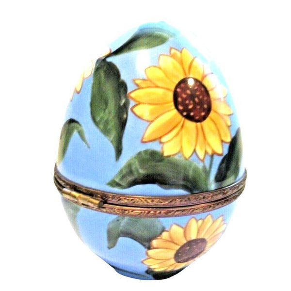 Sunflower Daisy Decorative Egg Porcelain Limoges egg garden French Trinket Box