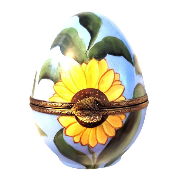 Sunflower Daisy Decorative Egg Porcelain Limoges egg garden French Trinket Box