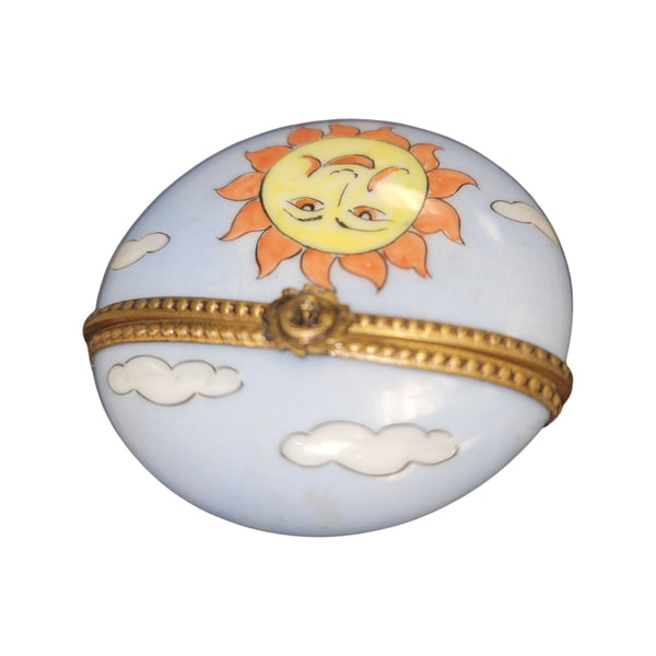 Sunshine Round Porcelain Pill Porcelain Limoges LIMOGES BOXES traditional French Trinket Box