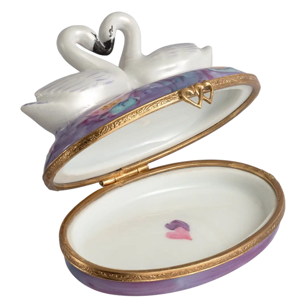 Swans In Love Porcelain Limoges bird birds French Trinket Box