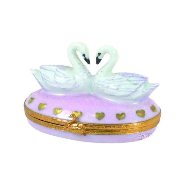 Swans In Love Porcelain Limoges bird birds French Trinket Box