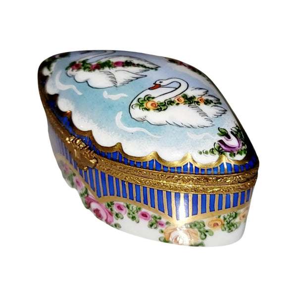 Swans and Roses Limoges Box Porcelain Limoges traditional special occasions bird wedding French Trinket Box