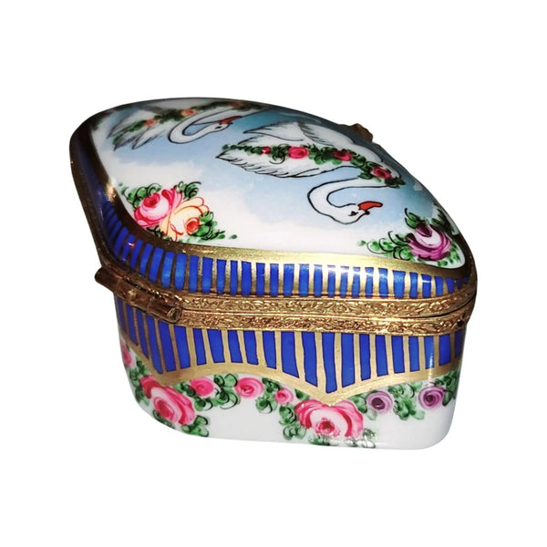 Swans and Roses Limoges Box Porcelain Limoges traditional special occasions bird wedding French Trinket Box