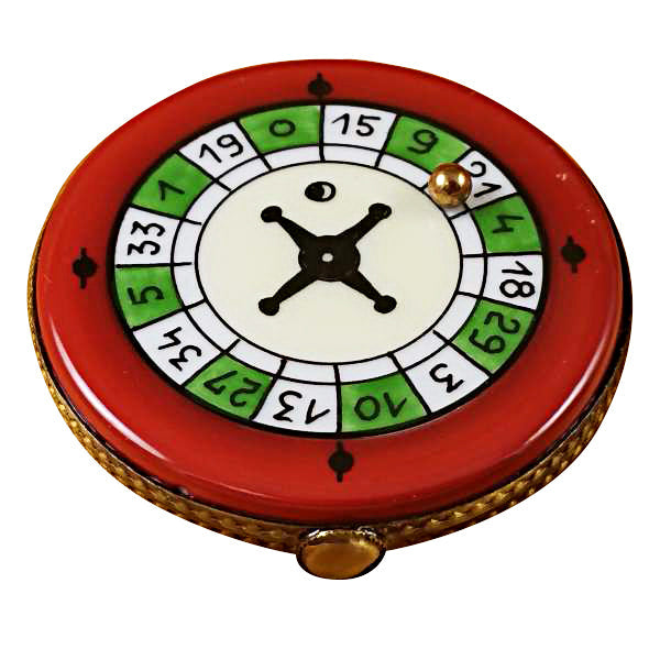 Rochard Roulette Wheel Limoges Box, Hand-Painted Casino Piece