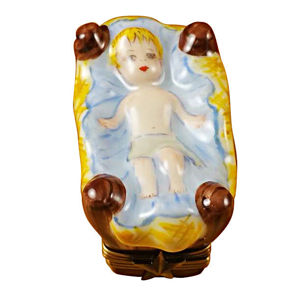 Rochard Baby Jesus in the Manger Limoges Nativity Box