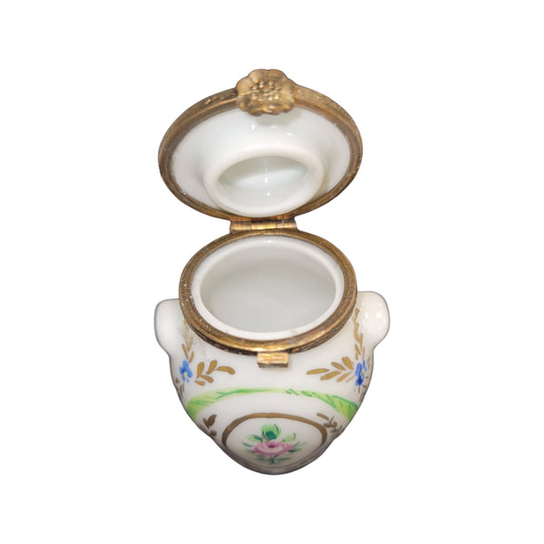 Elegant Floral Canister Urn Porcelain Limoges LIMOGES BOXES traditional French Trinket Box