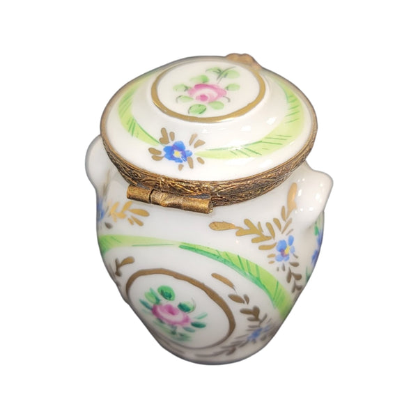 Elegant Floral Canister Urn Porcelain Limoges LIMOGES BOXES traditional French Trinket Box