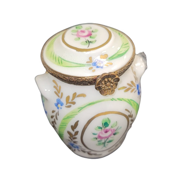 Elegant Floral Canister Urn Porcelain Limoges LIMOGES BOXES traditional French Trinket Box