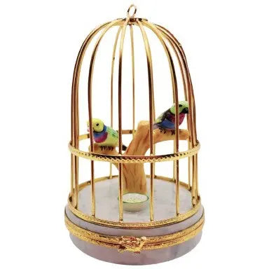 Tanagers In Cage Limoges Figurine Box Porcelain Limoges bird birds French Trinket Box