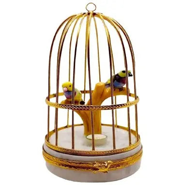 Tanagers In Cage Limoges Figurine Box Porcelain Limoges bird birds French Trinket Box
