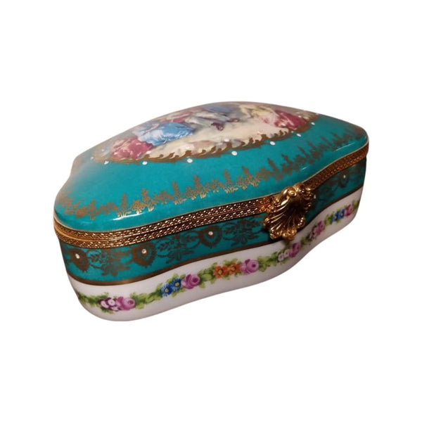 Teal Elegance Limoges Jewelry Box Porcelain Limoges jewelry traditional French Trinket Box