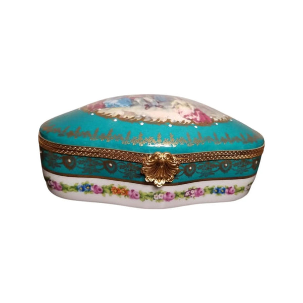 Teal Elegance Limoges Jewelry Box Porcelain Limoges jewelry traditional French Trinket Box