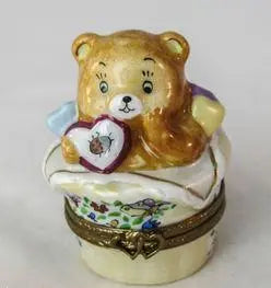 Teddy Bear Porcelain Limoges Teddy French Trinket Box