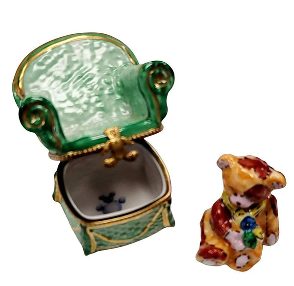 Teddy Bear Chair Limoges Box Porcelain Limoges Teddy furniture French Trinket Box