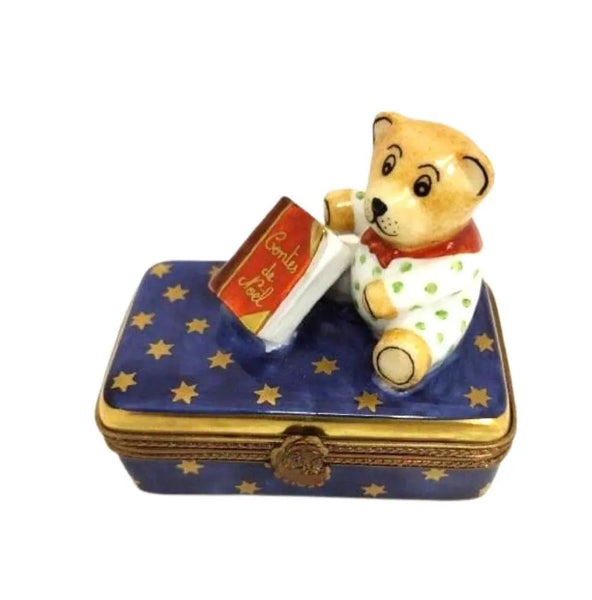 Teddy Bear Christmas Treasure Porcelain Limoges Teddy xmas French Trinket Box