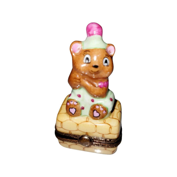 Teddy Bear Clown Delight Porcelain Limoges Circus Clown teddy French Trinket Box