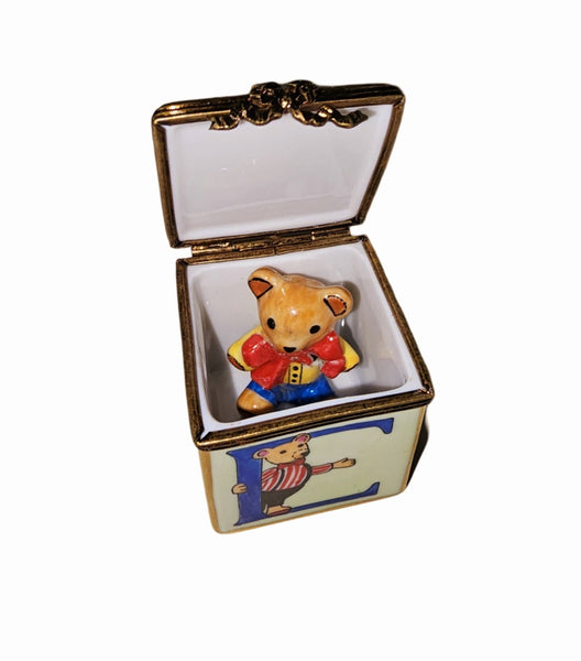 Teddy Bear Delight Limoges Box Porcelain Limoges Teddy Baby French Trinket Box