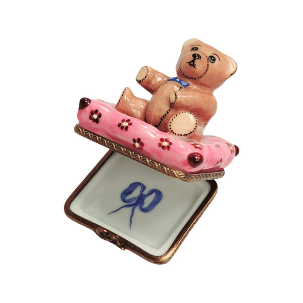 Teddy Bear Dream Box Porcelain Limoges Teddy French Trinket Box