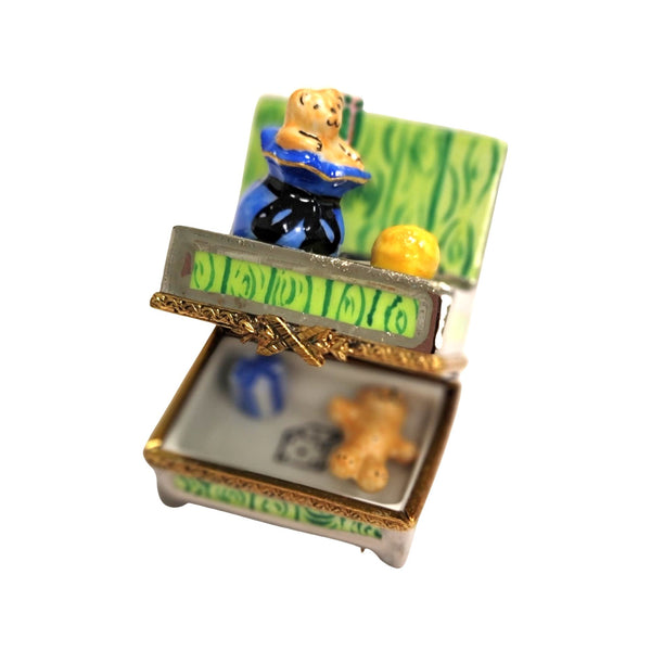 Teddy Bear Treasure Chest Porcelain Limoges christmas baby Teddy French Trinket Box