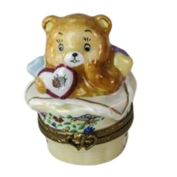 Teddy Bear Porcelain Limoges Teddy French Trinket Box