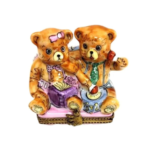 Teddy Bears Playing Limoges Box Porcelain Limoges Teddy carnival French Trinket Box