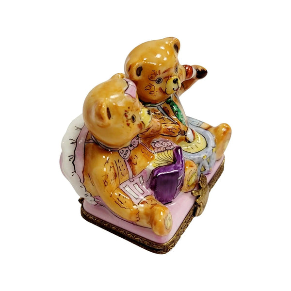 Teddy Bears Playing Limoges Box Porcelain Limoges Teddy carnival French Trinket Box